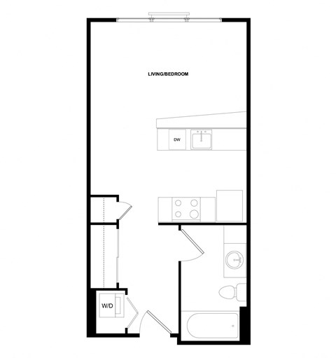 Floor plan for studio, 1 bath, 447 sqft